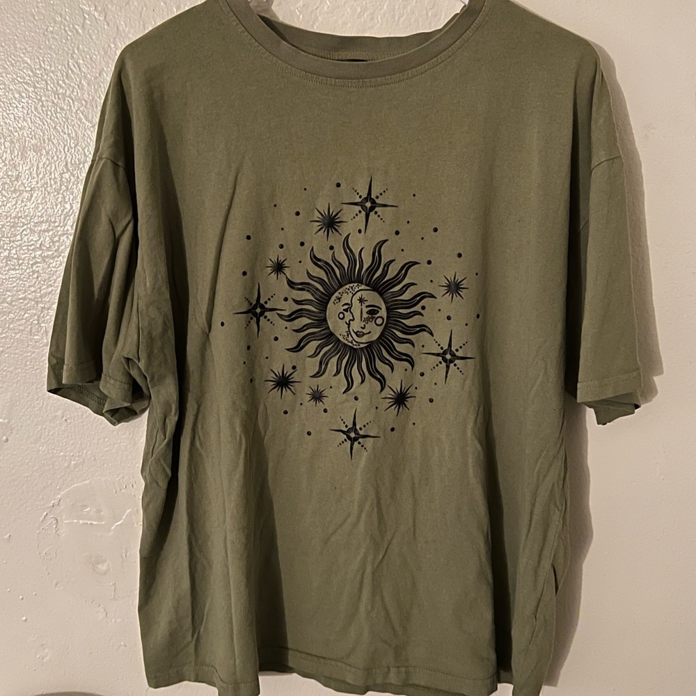 Shein 100% Cotton Sun & Moon Oversized Tee